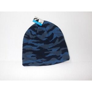 Polar Edge Camo Blue Black Beanie Knit Winter Hat Unisex / #26157